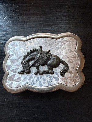 Nickel Western Belt Buckle Bucking Horse Design Silver Color
