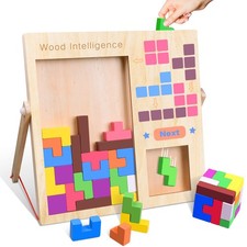 Wooden Puzzles for Kids Ages 4-8 8-10 Thick Colorful 3D Russian Blocks and Br...