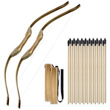 2 Pack Kids Bow and Arrow Set, 32 Inch Archery Set Handmade Wooden Toy Bow and A