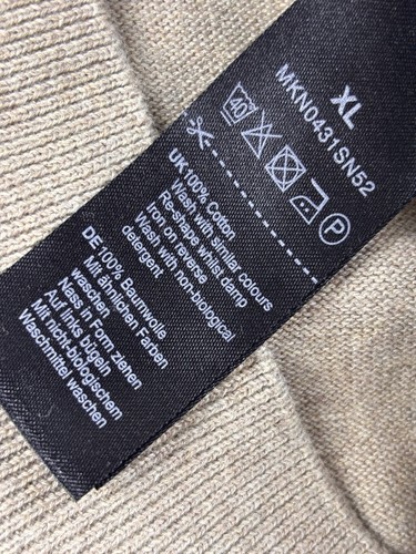 Barbour Maglione Uomo Extra Large Beige Misto Cotone Pullover Preppy Scollo V - Foto 6 di 8