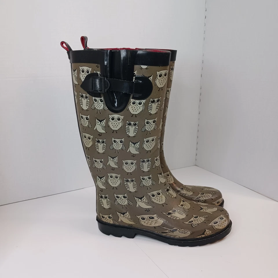 Botas de Lluvia Capelli Mujer Talla 8 Verde Búho Estampado Pájaro Foto 2 de 4