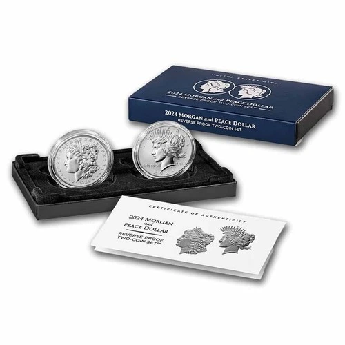 2024-S Reverse Proof $1 Morgan and Peace Silver Dollar 2pc Set OGP / COA ~ NICE