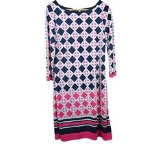 Eliza J Women's Size 6 Geometric Print Sheath Dress Long Sleeve