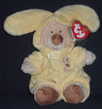 TY PJ BEAR YELLOW 8" SMALL - BABY TY - NEAR MINT with TAGS - REMOVABLE PJs - 3