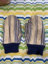 Vtg Blue Striped Cooking / Ski / camping / hunting, Mittens size medium, 1950s.