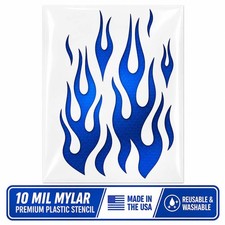 Flame Stencil - Reusable Mylar Template for Wall Wood Canvas