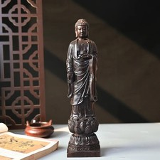 1PC Wooden Carved Guanyin Statue Buddha Statue Temple Handicraft Decoration