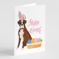 Caroline's Treasures Natural Eared Red Brindle Boxer Easter Greeting Cards Pk 8