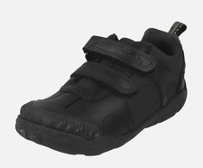 Image of Clarks Stompo Day Infants UK 7.5 E Narrow Black Leather Casual School Trainers