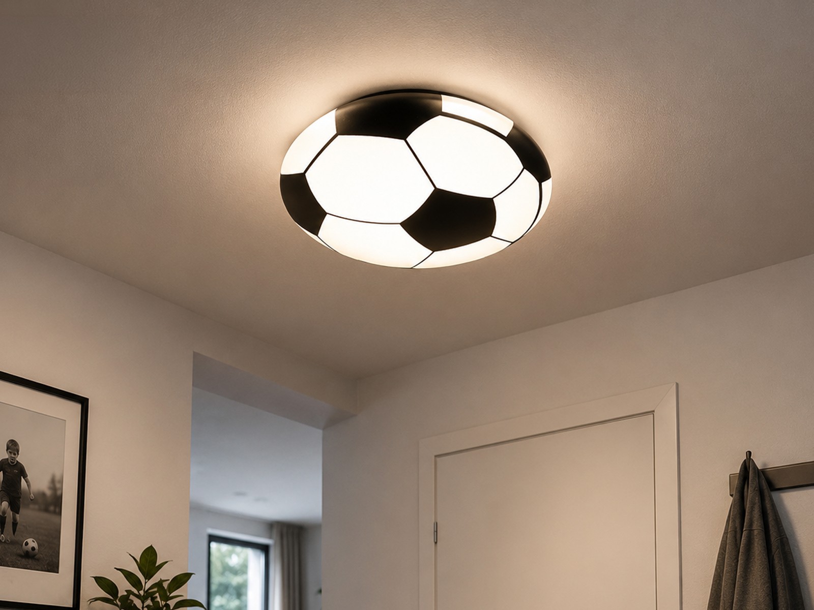 Coole LED Deckenlampe rund Ø36cm FUSSBALL Motiv Deckenschale für Jugendzimmer