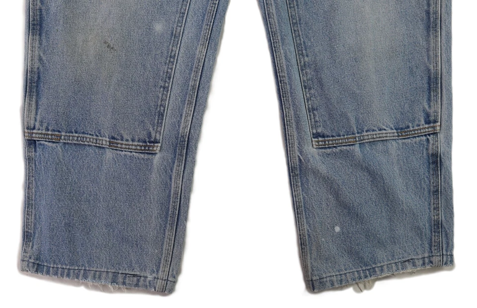 CARHARTT B73 男式 34 X 29 蓝色牛仔双膝伐木工牛仔裤裤子 — 第 2/4 张图片