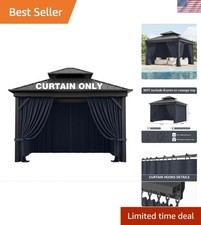 Navy Blue Outdoor Gazebo Privacy Curtains with Double Zipper - 4 Panels