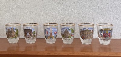 Paris Likörgläser mit Goldrand - Paris Themed Shot Glasses - 6er Pack