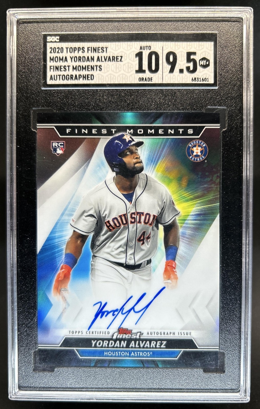 2020 Topps Finest Yordan Alvarez Moments Auto RC #MOMA-YA Astros SGC 9.5 10
