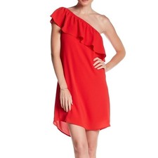 XMAS SALE Cherry Red Off Shoulder Ruffle Dress