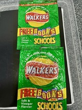 X2 VINTAGE Walkers Crisp Packets 2000 Salt & Vinegar Millennium Free Books Promo