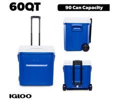 Igloo 60 QT Laguna Ice Chest Cooler with Wheels, Blue