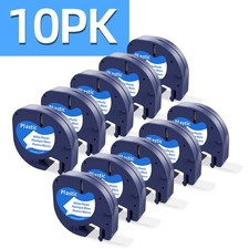 10 PK DYMO LetraTag Tape Refills 91331 12mm Compatible for LT-100H White Plastic
