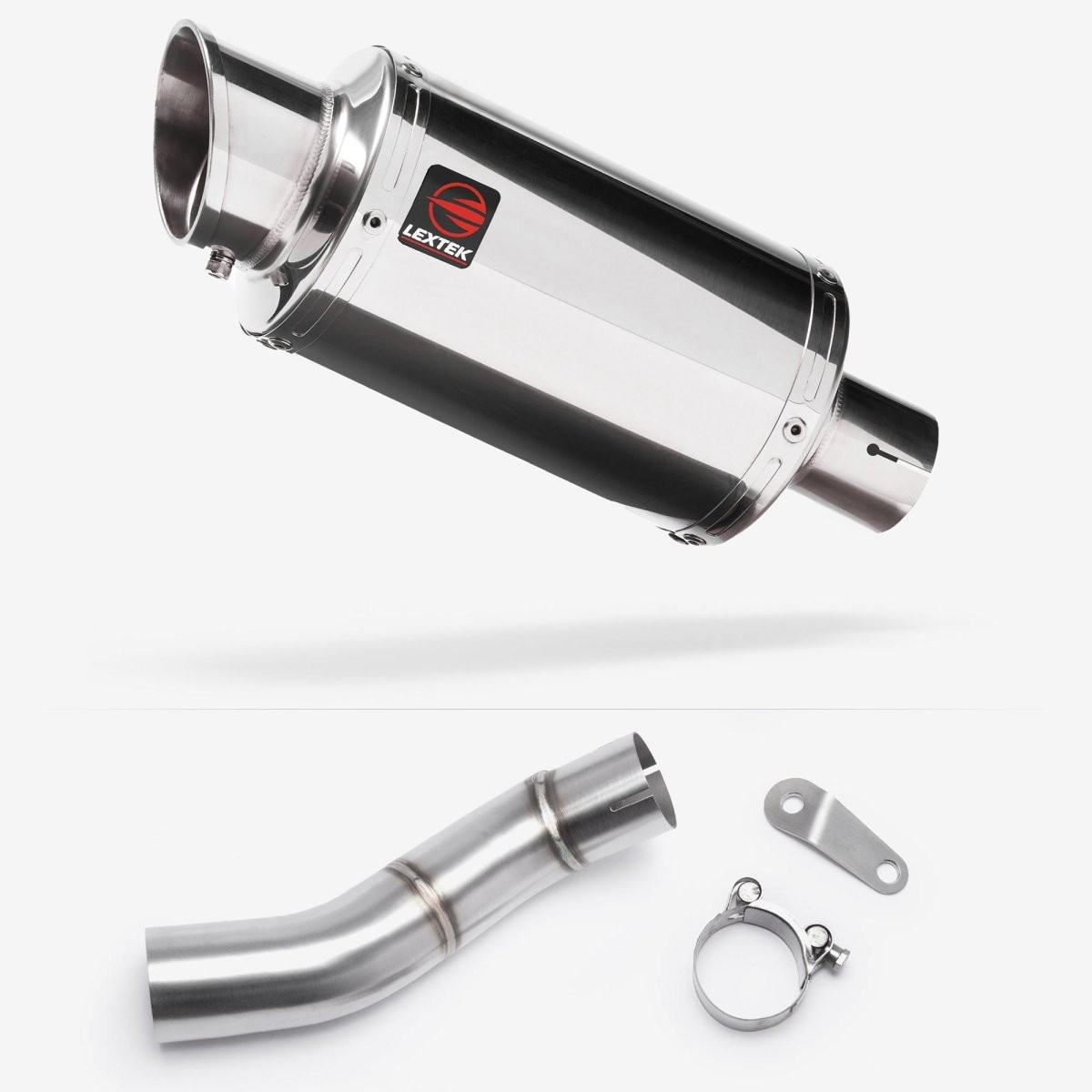 Lextek Stainless Steel YP4 Stubby Exhaust 200mm with Link Pipe Silencer Rear