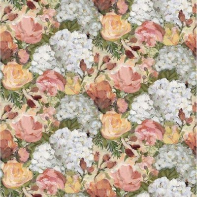 Hydrangea Magic Cotton  Fabric Traditions Garden Rose  By the Yard 