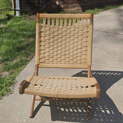 HANS WEGNER STYLE FOLDING ROPE LOUNGE CHAIR PR MID CENTURY MODERN YUGOSLAVIA  