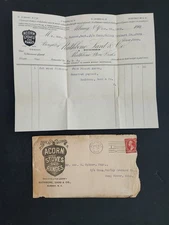1903 antique ACORN STOVES albany ny BILLHEAD ENVELOPE AD deep river ct SPICER 