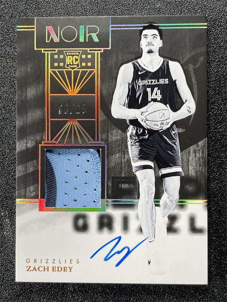 2024-25 Noir Zach Edey #330 Patch Rookie AutoGraphs Black & White Holo Gold /25