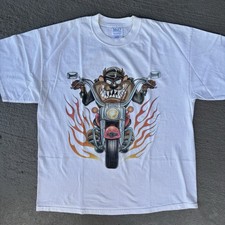 Vintage Looney Tunes Taz Cycles Harley Motorcycle Biker 2000s Cartoon Shirt XL