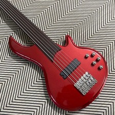 RED Electric Bass Guitar-Basswood body maple neck-Chrome hardware NO frets