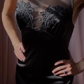 1940s Black Satin & Lace Slip Gown