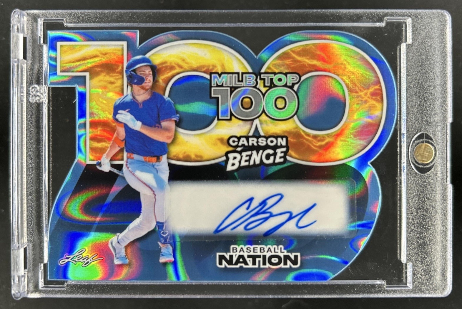 2025 Leaf Baseball Nation Carson Benge MiLB top 100 Auto Lava Black #1/1