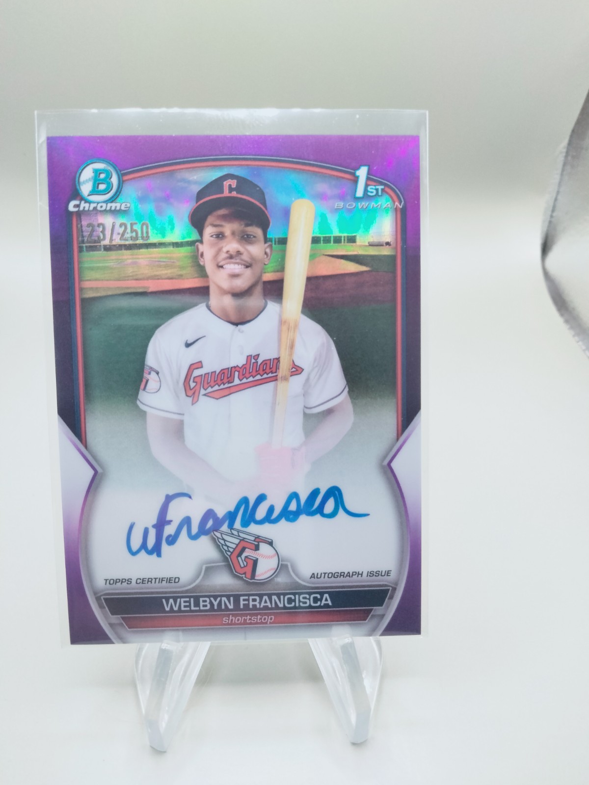 2023 Bowman Chrome 1st Welbyn Francisca Purple Auto /250 1st Bowman Guardians