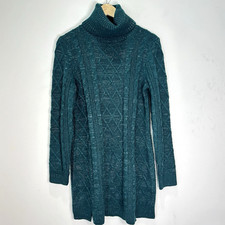 Blue Rain Cable Knit Turtleneck Classic Sweater Dress Tunic SZ Small-Medium B61