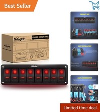 8 Gang Rocker Switch Panel 12V 24V Aluminum Pre-Wired Off-On Toggle Marine Car