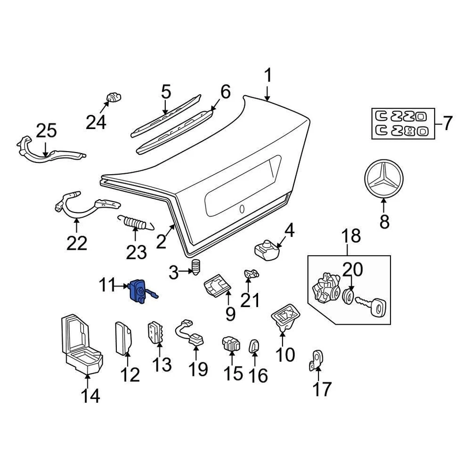 For Mercedes-Benz CLK320 2000-2003 Mercedes-Benz Rear Deck Lid Release Solenoid Foto 2 de 2