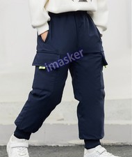 Unisex Boys Girls Winter Warm Duck Down Pants Kids Casual Thick Snow Trousers