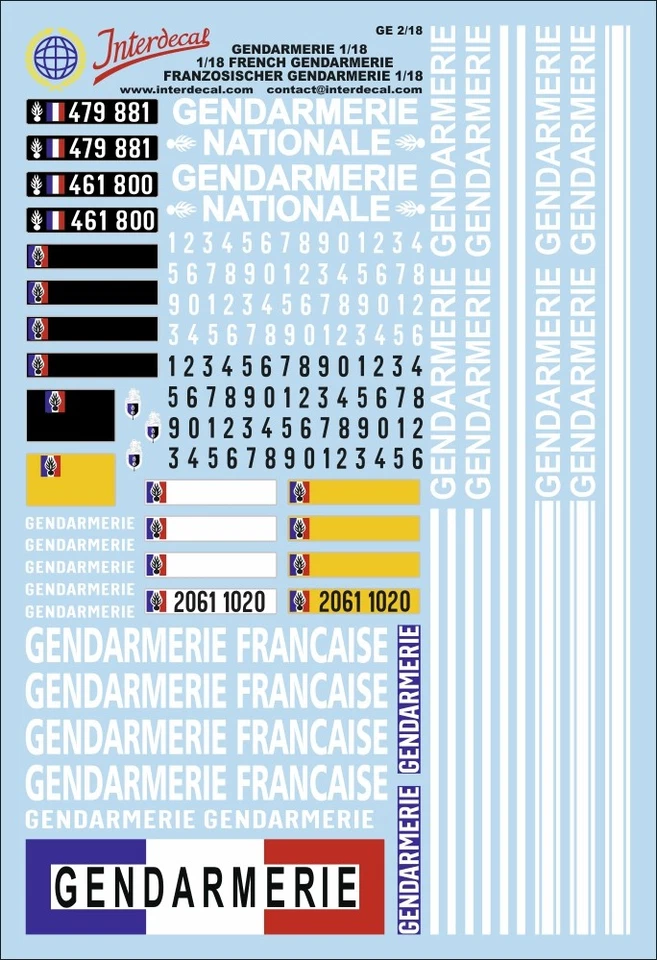 Gendarmeriei 02 1/18 Décalcomanies 170x120mm INTERDECAL - Photo 1/1