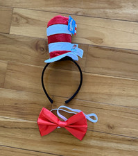Dr. Seuss Cat in the Hat Striped Headband w/ Red Bow Tie, One Size