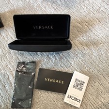 Versace Black Faux Leather Hard Case for Glasses Sunglasses with Cleaning Cloth
