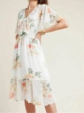 FARM RIO Eloisa FLORAL Midi Dress in Cream Multi Women’s Size L - EUC