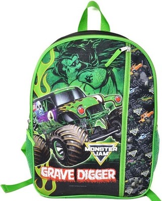Monster Jam 16'' Backpack Kids School Bag w/ Front Pocket Durable
