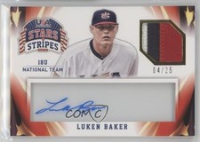 2015 Stars and Stripes Materials Signatures Prime 4/25 Luken Baker #67 Auto s3g