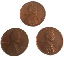 1943 P D S Lincoln Cents Gem Uncirculated Magnetic Copper Plated Steel Set