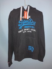 NEW SUPERDRY SWEAT SHIRT STORE HOODIE-SIZE LARGE/GRAPHITE BLACK MARL COLOR