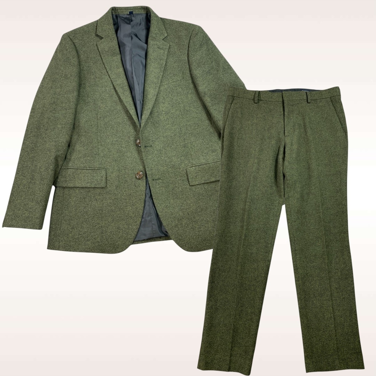 Crew Thompson Suit Mens Green 40S Jacket Pants 34x30 Slim Fit