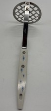 Stainless Potato Masher MCM Retro 9&rdquo; Blue Atomic Starburst White Handle USA