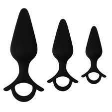 Anal Training Kit 3Pcs, Silicone Butt Plug Plugs Trainer Set for Black