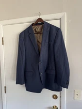 Izod Mens Sport Coat Blazer Suit Jacket 46L  Blue  2 Button Mint
