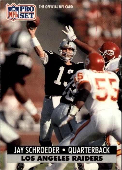 1991 Pro Set #193 Jay Schroeder UER(Passing total yards 13,863/should be 13,683)
