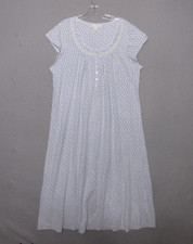 Eileen West Nightgown Medium Blue Floral Lace Trim Cottage Core Pima Cotton Midi